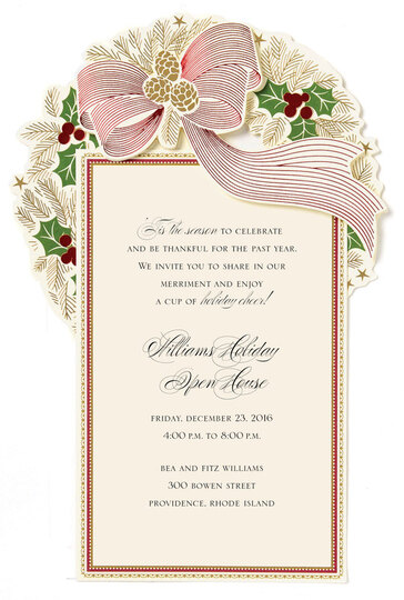 Christmas Wreath Die-cut Invitations